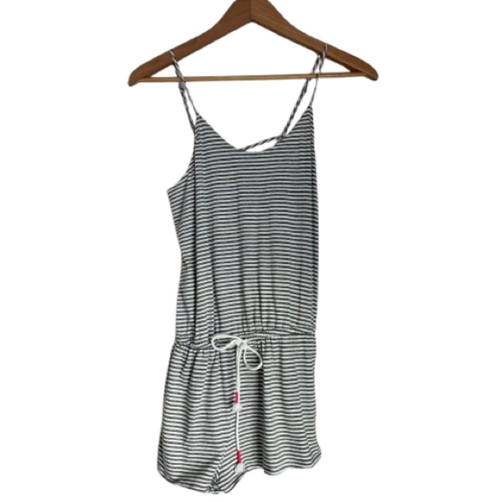 Xhilaration Women’s Gray And White Striped Romper Sleepwear Lounge Shorts Size S